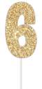 Gold Glitter Cake Topper - No 6